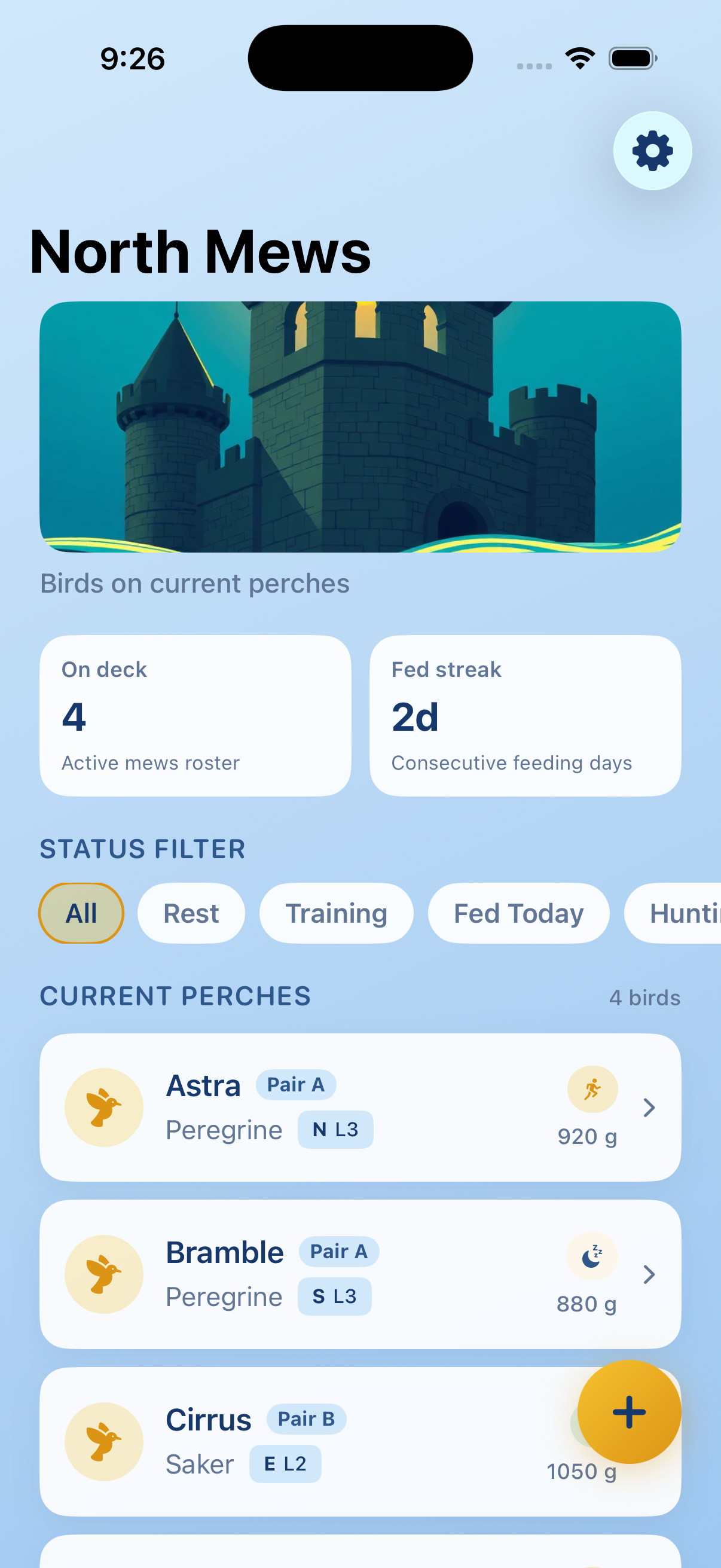 Tower deck with bird roster